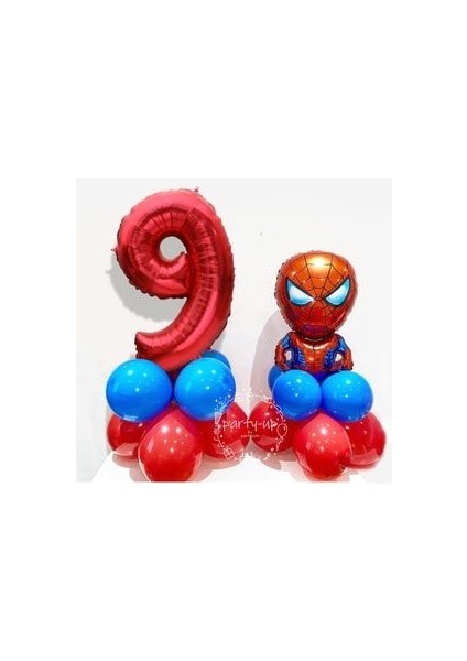 Örümcek Adam Balon Karşılama Seti Rakam Balon Spiderman Balon