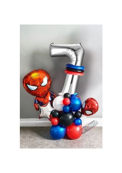 Örümcek Adam Spiderman Gümüş Gri Rakam Balon Karşılama Seti