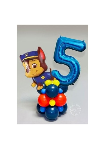 Mavi Rakam Balonlu Paw Patrol Karakterleri Balon Karşılama Seti Pençe Çetesi
