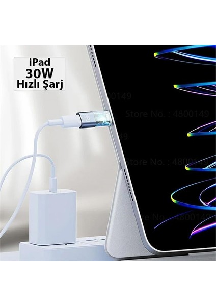 30W Şarj Destekli Lightning To Type C Çevirici Dönüştirici Adaptör, Şarj ve Veri Aktarım Çevirici