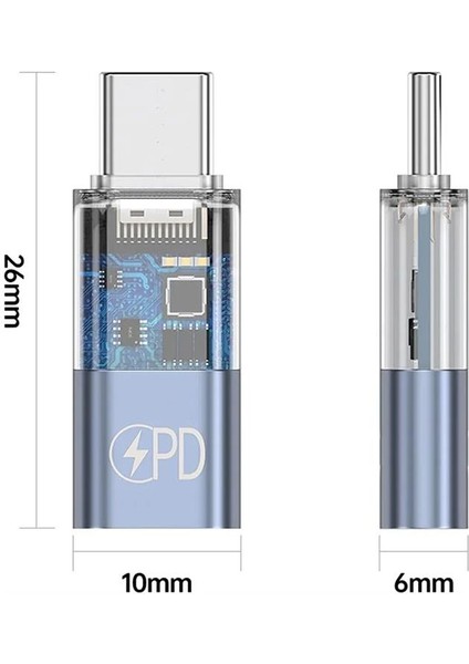 30W Şarj Destekli Lightning To Type C Çevirici Dönüştirici Adaptör, Şarj ve Veri Aktarım Çevirici