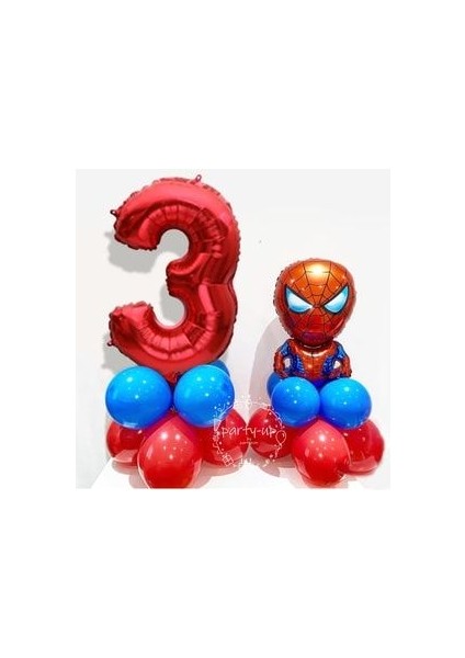 Örümcek Adam Balon Karşılama Seti Rakam Balon Spiderman Balon