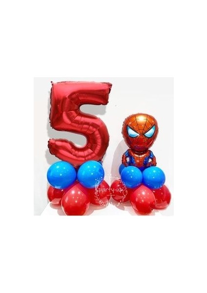 Örümcek Adam Balon Karşılama Seti Rakam Balon Spiderman Balon