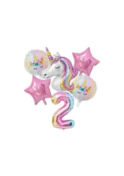 Dev Unicorn Rakam Balonlu Set