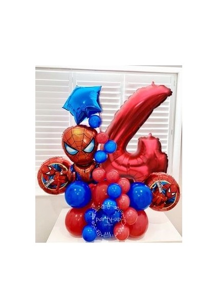 Örümcekadam Karşılama Seti Spiderman Kırmızı Rakam Folyo Balon