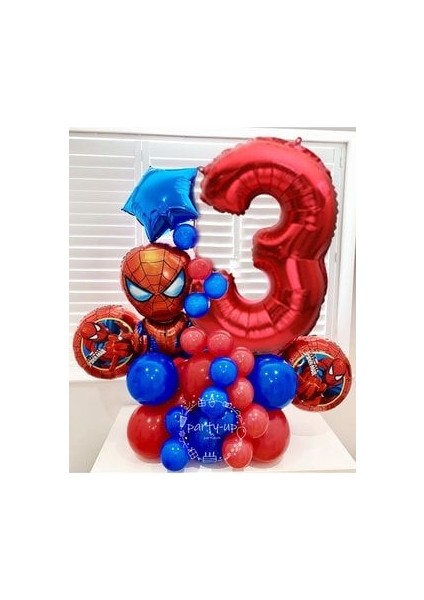 Örümcekadam Karşılama Seti Spiderman Kırmızı Rakam Folyo Balon