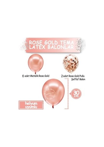 Rose Gold Rakam Pullu Şeffaf Balon Gül Kurusu Tonları Balon Buketi fiyatları