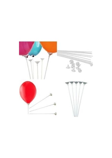 Plastik Balon Çubuğu 50 Adet Balon Tutmacı