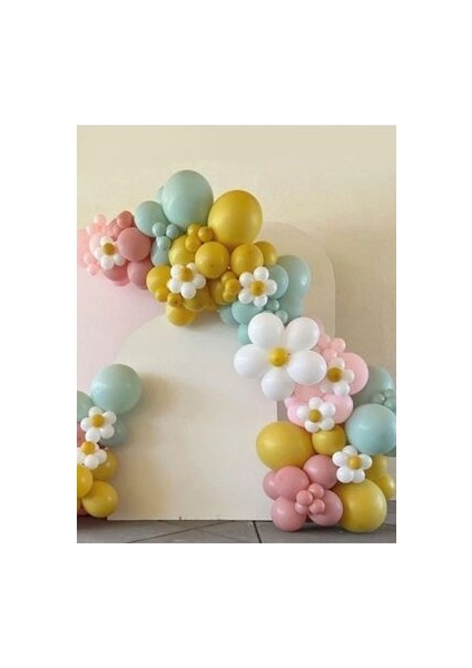 Retro Balon Zinciri Konsept Retro Toz Pembe Makaron Pembe Retro Kış Yeşili Balon Seti