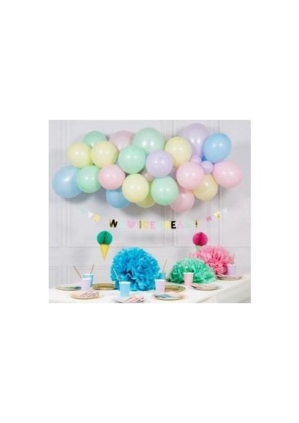 Makaron Balon Konsept Makaron Balonzinciri Lila Pembe Yeşil Mavi Somon Sarı