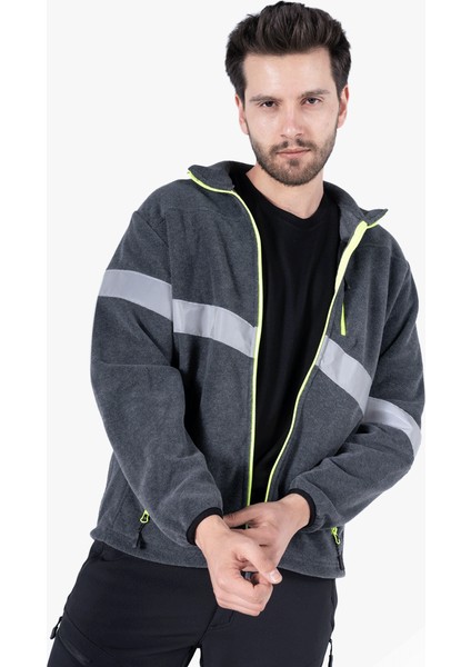 OWL Neon Sarı Fermuarlı Reflektörlü Polar