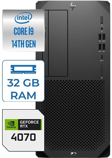 Ws Z2 G9 Intel Core I9-14900K 32GB Ddr5 2tb HDD + 512GB SSD Nvidia 12GB RTX4070 Windows 11 Pro 88T2A0EAP023