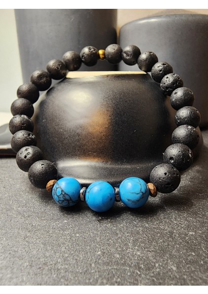 Lav Taşı, Mavi Havlit ve Hematit Orjinal Doğal Taş Kadın ve Erkek Takım Bileklik / Denge, Empati ve Sağlık indirimleri