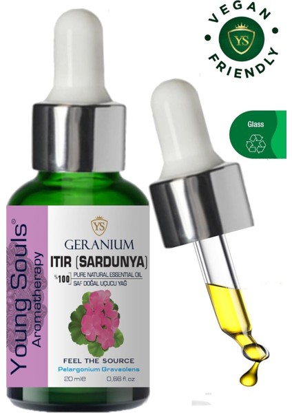 Aromatherapy Geranium Essential Oil Sardunya Itır Uçucu Yağ 20 ml