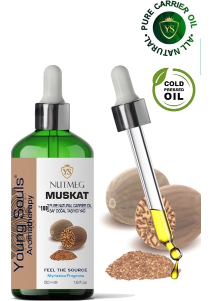 Aromatherapy Nutmeg Carrier Oil Muskat Bitkisel Taşıyıcı Yağ 50 ml