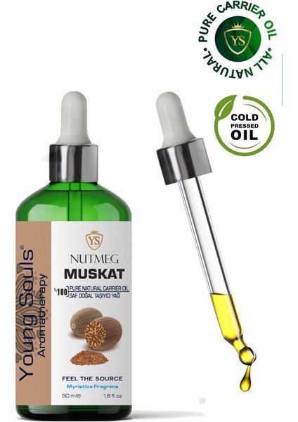 Aromatherapy Nutmeg Carrier Oil Muskat Bitkisel Taşıyıcı Yağ 50 ml