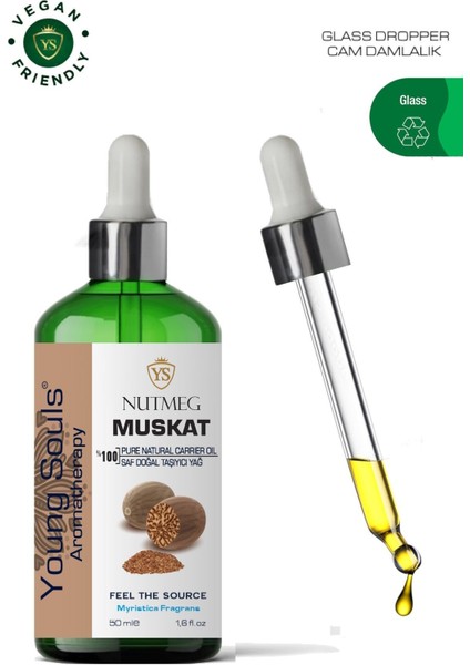 Aromatherapy Nutmeg Carrier Oil Muskat Bitkisel Taşıyıcı Yağ 50 ml