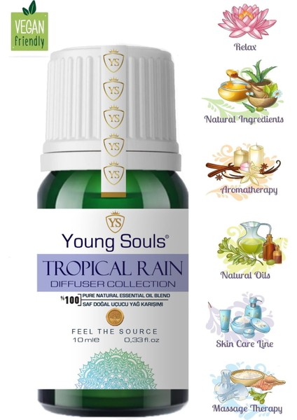 Aromatherapy Tropical Rain Essential Oil Blend Difüzör Uçucu Yağ Karışımı 10 ml