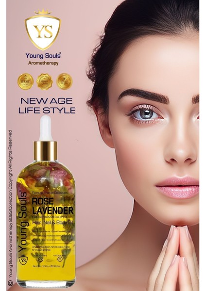 Aromatherapy Rose Lavender Multi Use Oil Gül Lavanta Yüz Saç Tırnak & Vücut Bakım Kuru Yağ 100 ml
