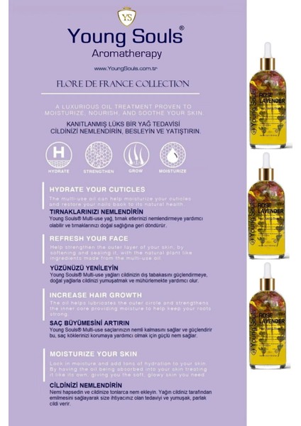 Aromatherapy Rose Lavender Multi Use Oil Gül Lavanta Yüz Saç Tırnak & Vücut Bakım Kuru Yağ 100 ml