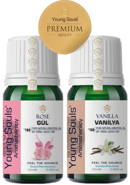 Aromatherapy Rose & Vanilla Essential Oil Gül & Vanilya Uçucu Yağ 10ml+10ml