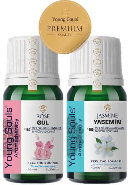 Aromatherapy Rose & Jasmine Essential Oil Gül & Yasemin Uçucu Yağ 10ml+10ml