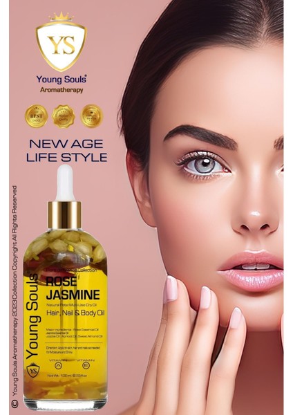 Aromatherapy Rose Jasmine Multi Use Gül Yasemin Yüz Saç Tırnak & Vücut Bakım Kuru Yağ 100 ml