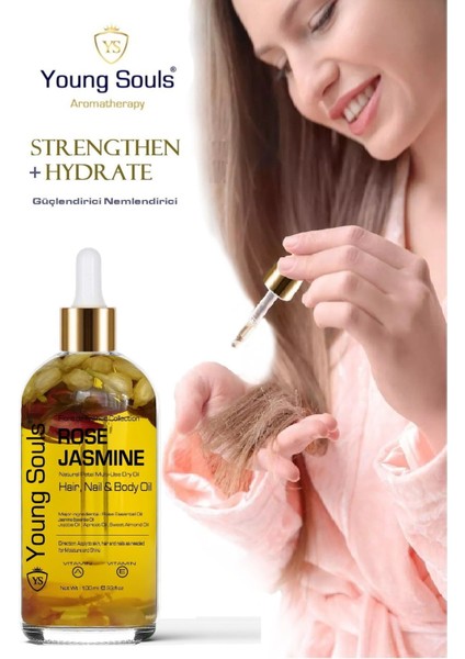 Aromatherapy Rose Jasmine Multi Use Gül Yasemin Yüz Saç Tırnak & Vücut Bakım Kuru Yağ 100 ml