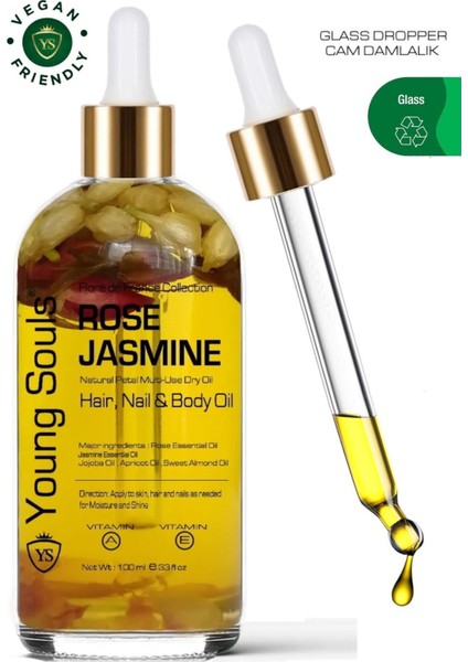 Aromatherapy Rose Jasmine Multi Use Gül Yasemin Yüz Saç Tırnak & Vücut Bakım Kuru Yağ 100 ml