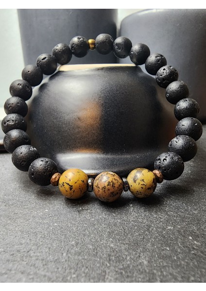 Lav Taşı, Jasper ve Hematit Orjinal Doğal Taş Kadın ve Erkek Takım Bileklik / Denge, Performans ve Sağlık indirimleri