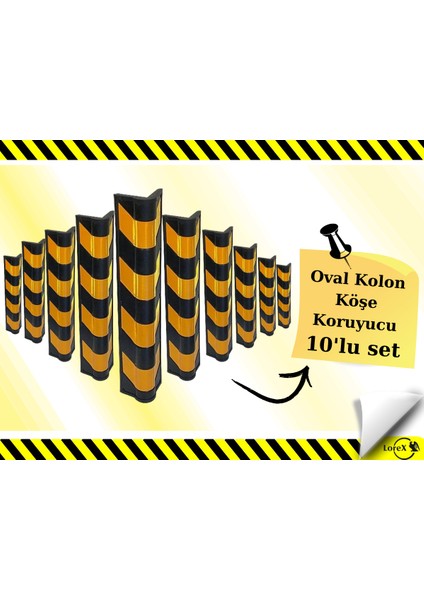 Oval Kolon Köşe Koruyucu - Otopark Köşe Koruyucu Kauçuk (10ADET)