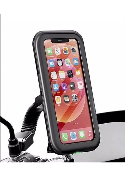 TXX71 Ayna Bağlantılı Montajlı Su Geçirmez Dokunmatik Ekran Motosiklet Telefon Tutucu Waterproof