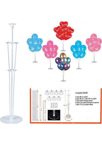 - 7li Plastik Şeffaf Balon Standı 13