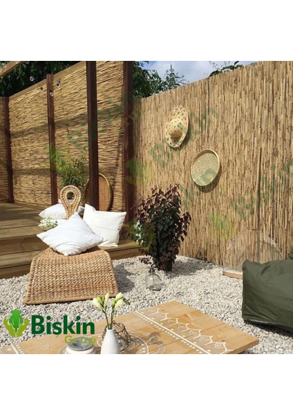 1.5M X 2M Reedfence Misina Ipli Doğal Bambu Kamış Çit Bahçe Çiti Hasır Çit Gölgelik