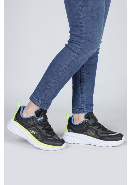 30008 Siyah - Neon Yeşil Üniseks Çocuk Sneaker Günlük Spor Ayakkabı