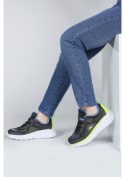 30008 Siyah - Neon Yeşil Üniseks Çocuk Sneaker Günlük Spor Ayakkabı