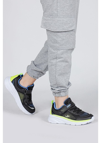 30008 Siyah - Neon Yeşil Üniseks Çocuk Sneaker Günlük Spor Ayakkabı