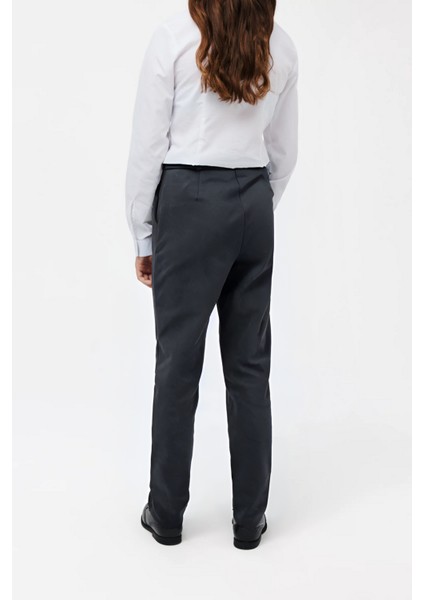 Kız Lise Boy Yüksek Bel Dokuma Kumaş Regular Kalıp Rahat Trend Okul Pantolonu fırsatları