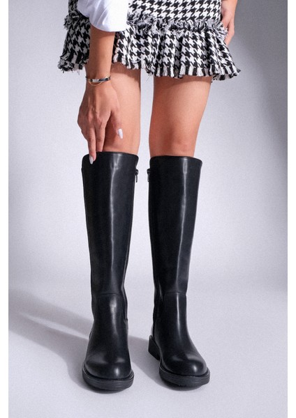 Kadın Günlük Çizme Lastikli Streç Dizaltı Enpar Siyah fırsatları