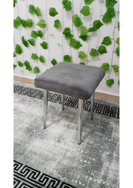 Metal Ayak Teddy Kumaş Dekoratif Çok Amaçlı Peluş Puf Tabure Bench Koltuk Sandalye