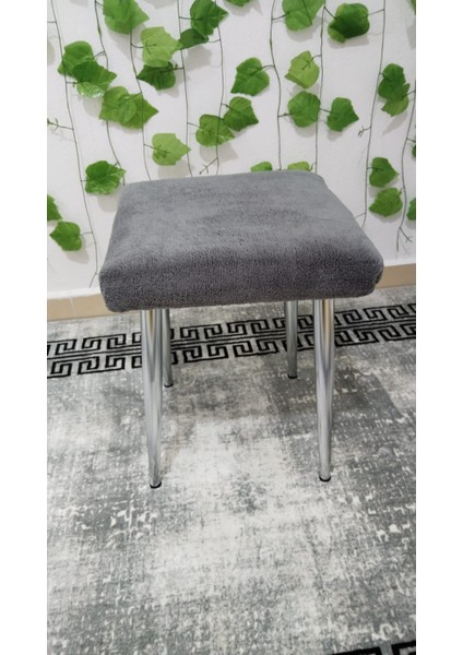 Metal Ayak Teddy Kumaş Dekoratif Çok Amaçlı Peluş Puf Tabure Bench Koltuk Sandalye