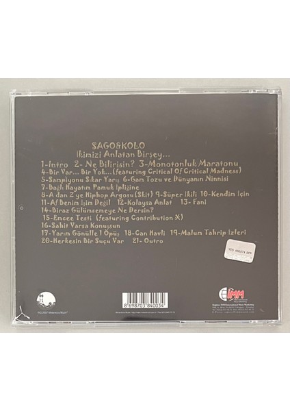 Sagopa Kajmer & Kolera Ikimizi Anlatan Birşey CD (Orjnal Dönem 2007 Baskı Cd)