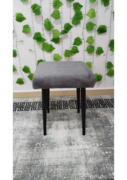 Metal Ayak Teddy Kumaş Dekoratif Çok Amaçlı Peluş Puf Tabure Bench Koltuk Sandalye
