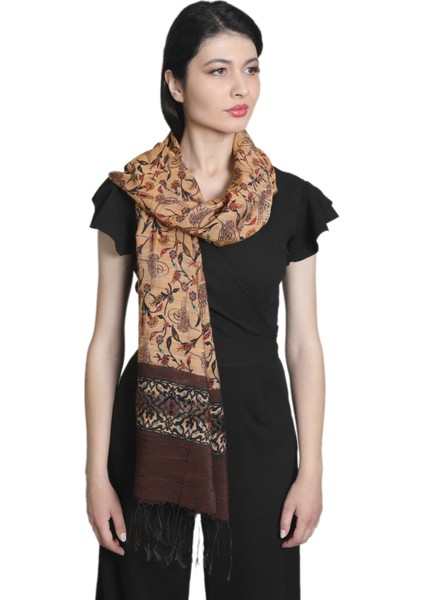 Kahve Cappuccino Ipek - Keten Eşarp Şal