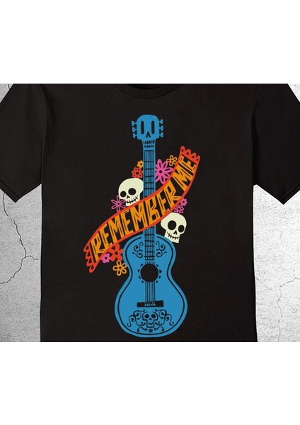 Guitar Gitar Remember Me Skull Kuru Kafa Flowers Tişört Çocuk T-Shirt