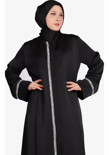 Harika Wear Parlak Stras Siyah Abaya Ferace