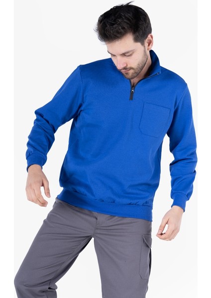 2 Iplik Dik Yakalı Fermuarlı Sweatshirt