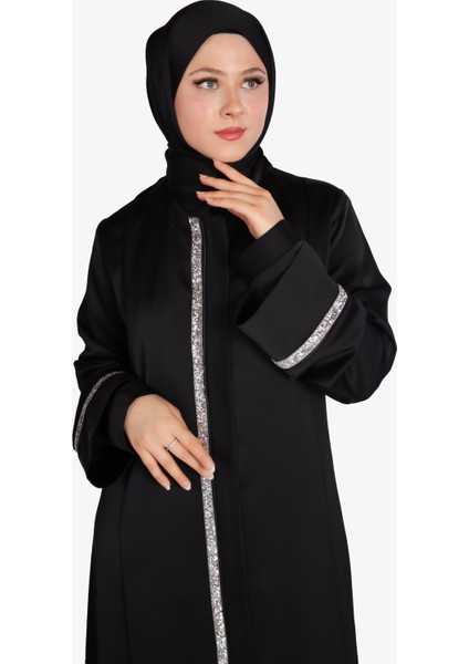 Harika Wear Parlak Stras Siyah Abaya Ferace