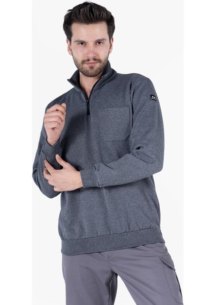 2 Iplik Dik Yakalı Fermuarlı Sweatshirt