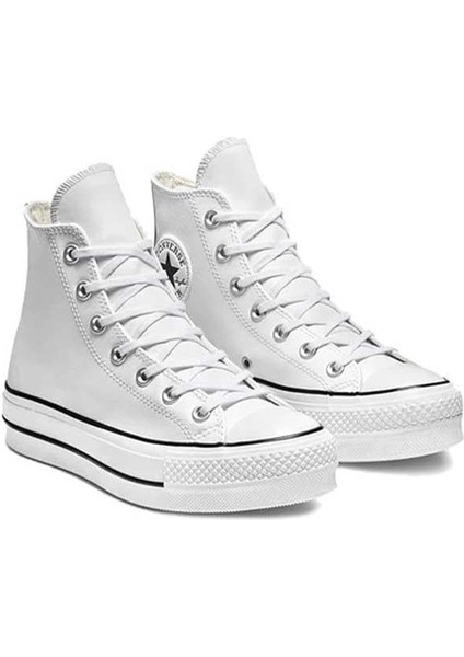 Chuck Taylor All Star Leather Platform Kadın Günlük Ayakkabı 561676C Beyaz fiyatları